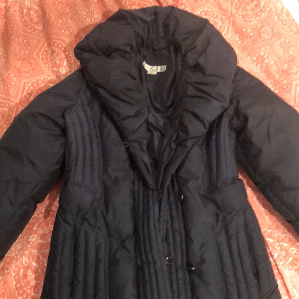 Larry Levine Down Jacket Long Navy Size Med